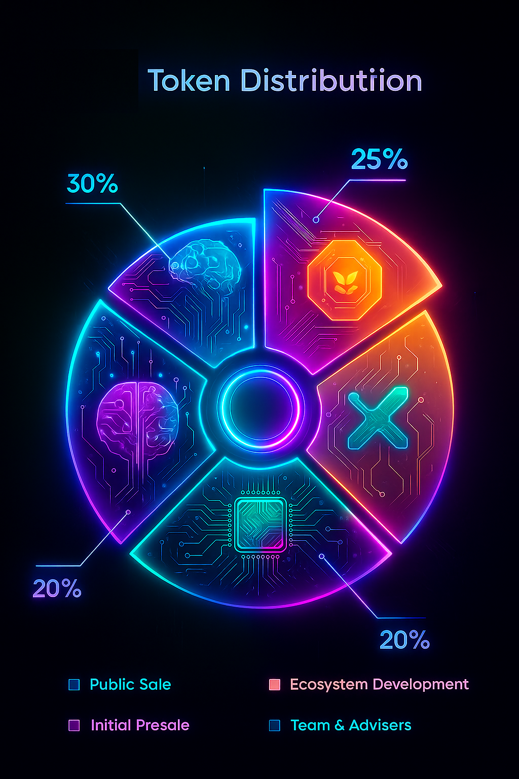 Pie chart of GRO82H token distribution